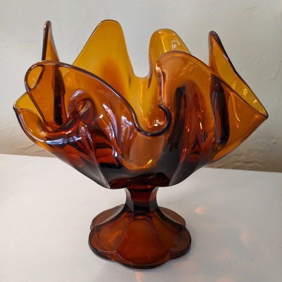 Other - SOLD ETSY: LE Smith SImplicity Swung Art Glass Dish with Pedestal